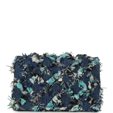 Chanel Chanel Mini Classic Rectangular Flap Bag Ribbon Tweed Blue Denim Silver Hardware | Thumbnail 4 Chanel Chanel Mini Classic Rectangular Flap Bag Ribbon Tweed Blue Denim Silver Hardware | Thumbnail 4