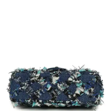 Chanel Chanel Mini Classic Rectangular Flap Bag Ribbon Tweed Blue Denim Silver Hardware | Thumbnail 6 Chanel Chanel Mini Classic Rectangular Flap Bag Ribbon Tweed Blue Denim Silver Hardware | Thumbnail 6