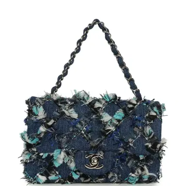 Chanel Chanel Mini Classic Rectangular Flap Bag Ribbon Tweed Blue Denim Silver Hardware | Thumbnail 7 Chanel Chanel Mini Classic Rectangular Flap Bag Ribbon Tweed Blue Denim Silver Hardware | Thumbnail 7
