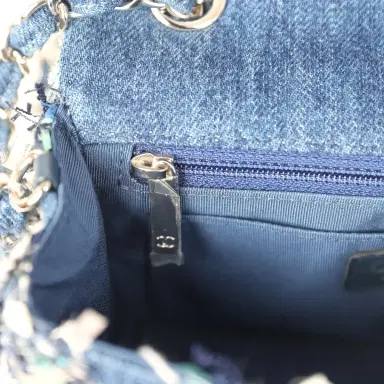 Chanel Chanel Mini Classic Rectangular Flap Bag Ribbon Tweed Blue Denim Silver Hardware | Thumbnail 10 Chanel Chanel Mini Classic Rectangular Flap Bag Ribbon Tweed Blue Denim Silver Hardware | Thumbnail 10