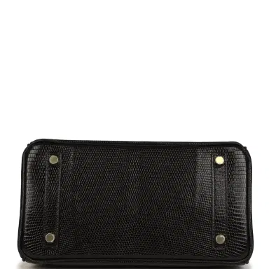 HERMÈS Hermes Birkin 25 Black Shiny Varanus Niloticus Lizard Gold Hardware | Thumbnail 6