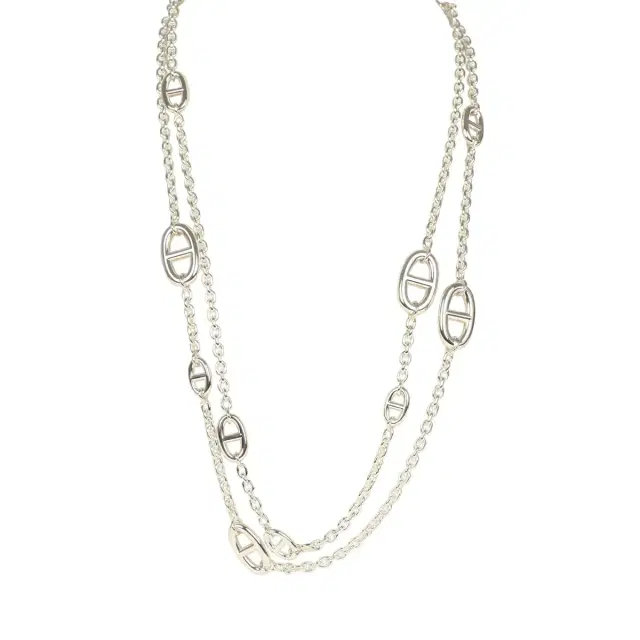 Hermes Farandole Rope Necklace 120cm Sterling Silver Hardware