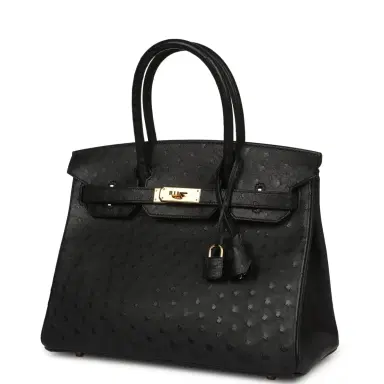HERMÈS Pre-owned Hermes Birkin 30 Black Ostrich Gold Hardware | Thumbnail 5 HERMÈS Pre-owned Hermes Birkin 30 Black Ostrich Gold Hardware | Thumbnail 5