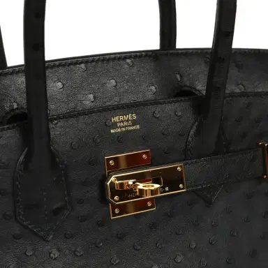 HERMÈS Pre-owned Hermes Birkin 30 Black Ostrich Gold Hardware | Thumbnail 7 HERMÈS Pre-owned Hermes Birkin 30 Black Ostrich Gold Hardware | Thumbnail 7