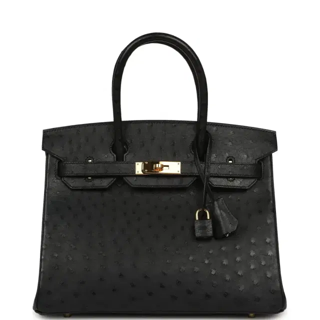 hermes Pre-owned Hermes Birkin 30 Black Ostrich Gold Hardware