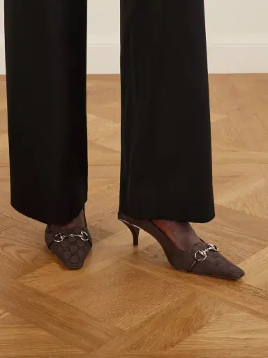 Gucci Vittoria Horsebit-embellished Canvas-jacquard Pumps | Thumbnail 2