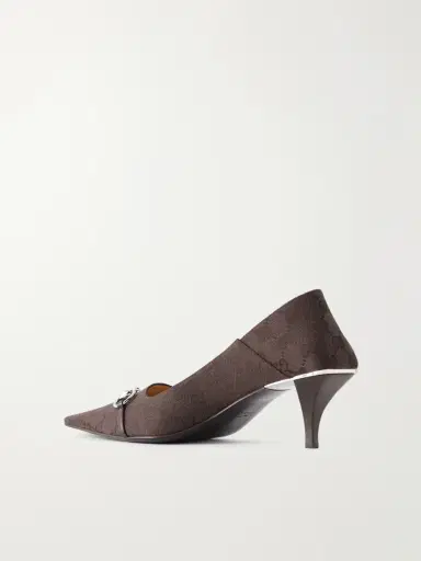 Gucci Vittoria Horsebit-embellished Canvas-jacquard Pumps | Thumbnail 3