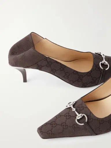 Gucci Vittoria Horsebit-embellished Canvas-jacquard Pumps | Thumbnail 5