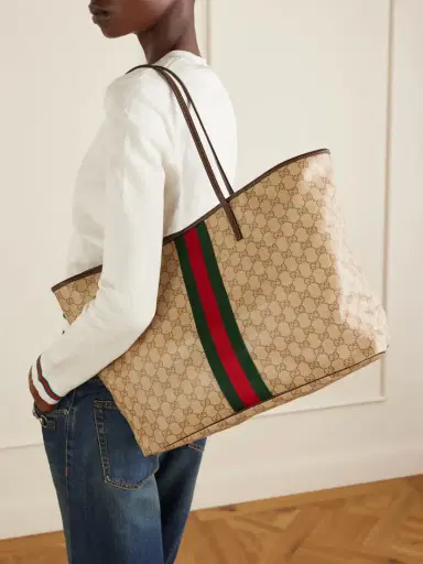 Gucci Tribeca Leather-trimmed Coated Canvas-jacquard Tote | Thumbnail 2