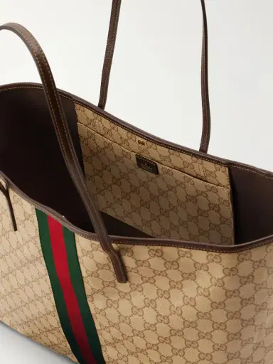 Gucci Tribeca Leather-trimmed Coated Canvas-jacquard Tote | Thumbnail 6