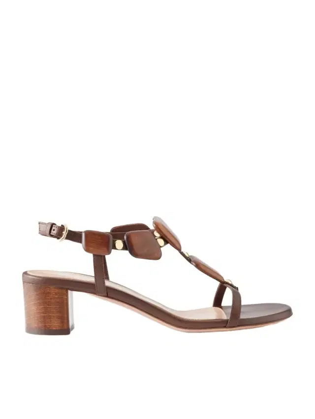45 Appliquéd Studded Leather Thong Sandals