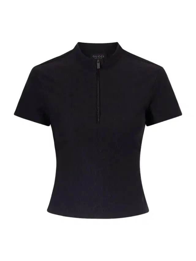 Jacquard-knit Half-zip T-shirt