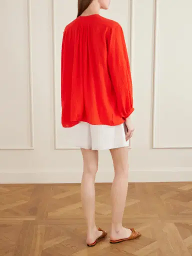 Les Vacances D’Irina Hazy Nipple Gathered Cotton Shirt | Thumbnail 3 Les Vacances D’Irina Hazy Nipple Gathered Cotton Shirt | Thumbnail 3