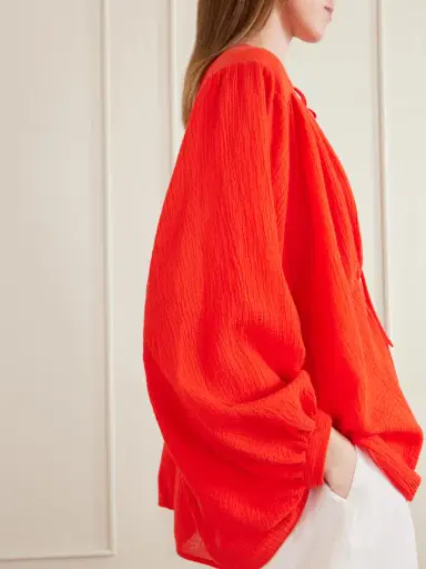 Les Vacances D’Irina Hazy Nipple Gathered Cotton Shirt | Thumbnail 4 Les Vacances D’Irina Hazy Nipple Gathered Cotton Shirt | Thumbnail 4
