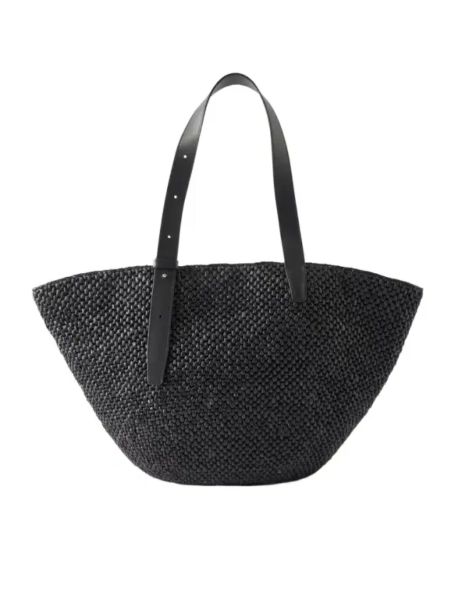 LIÉ STUDIO The Bianca Leather-trimmed Raffia Tote