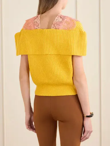 Chloé Lace-trimmed Ribbed-knit Cotton Cardigan | Thumbnail 4