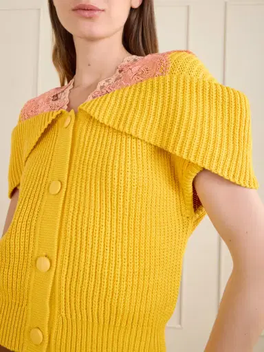 Chloé Lace-trimmed Ribbed-knit Cotton Cardigan | Thumbnail 5
