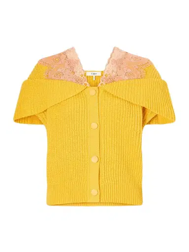 Chloé Lace-trimmed Ribbed-knit Cotton Cardigan | Thumbnail 1
