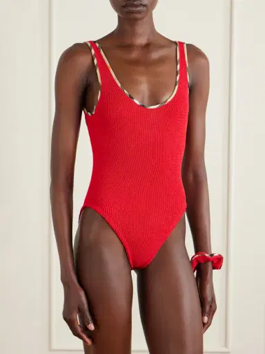 Burberry + Hunza G Faye Checked Original Crinkle™ Swimsuit | Thumbnail 2