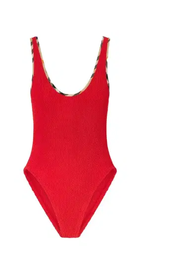 Burberry + Hunza G Faye Checked Original Crinkle™ Swimsuit | Thumbnail 1