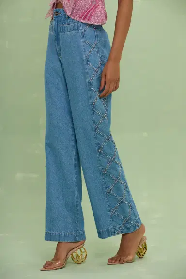 PatBo MARINA DENIM EMBROIDERED PANTS | Thumbnail 3
