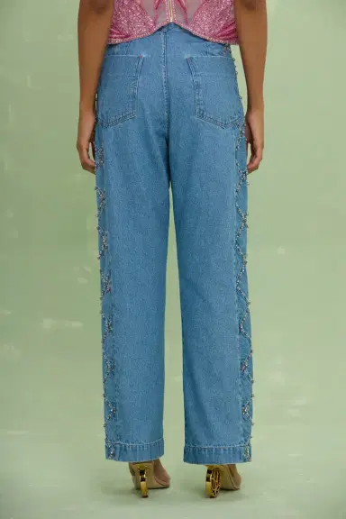 PatBo MARINA DENIM EMBROIDERED PANTS | Thumbnail 4