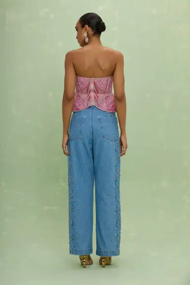 PatBo MARINA DENIM EMBROIDERED PANTS | Thumbnail 5