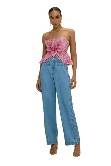 PatBo MARINA DENIM EMBROIDERED PANTS | Thumbnail 1
