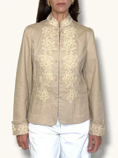 Jen Wonders Studio Beige Embroidered Blazer | Thumbnail 3 Jen Wonders Studio Beige Embroidered Blazer | Thumbnail 3