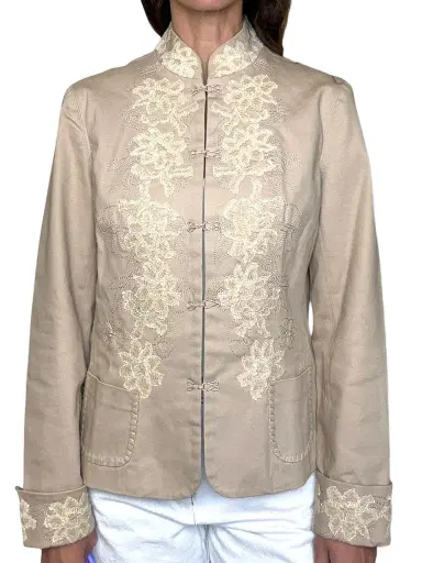 Jen Wonders Studio Beige Embroidered Blazer | Thumbnail 1 Jen Wonders Studio Beige Embroidered Blazer | Thumbnail 1