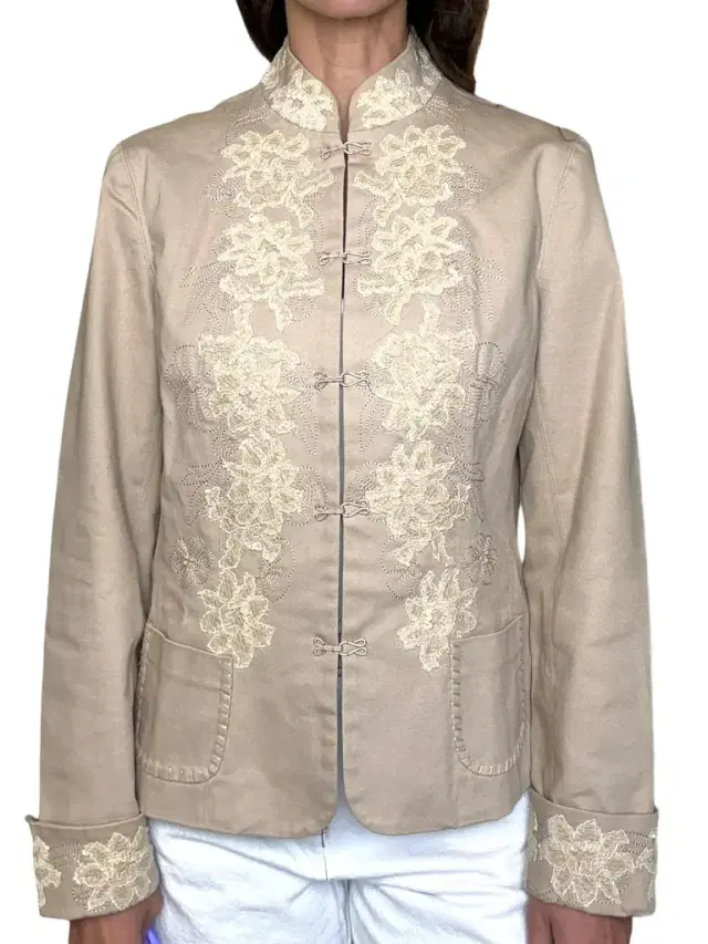 Beige Embroidered Blazer