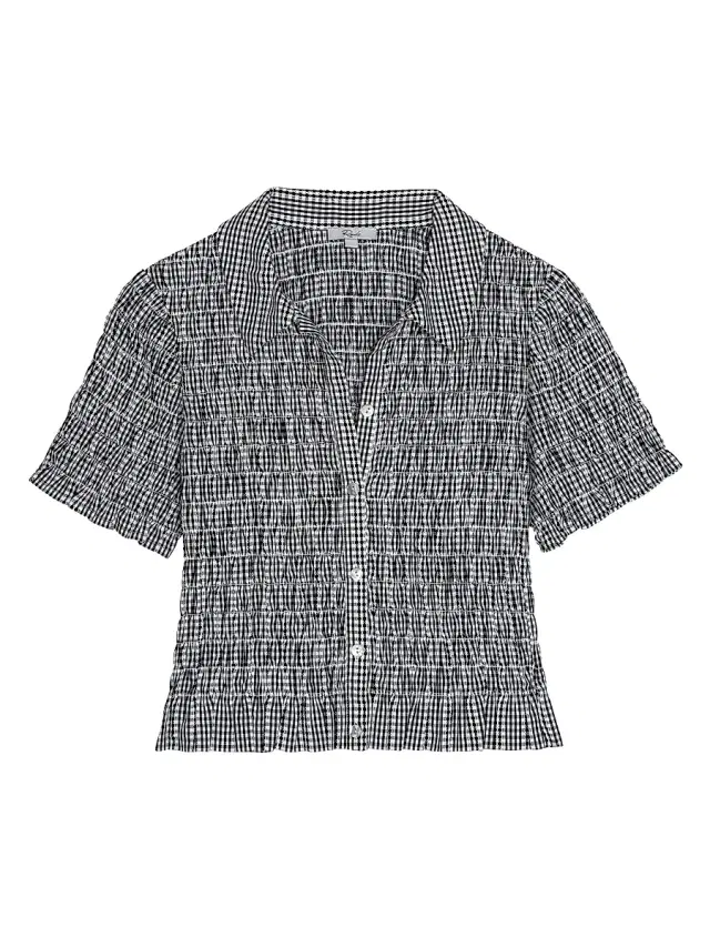Women's Alton Gingham Smock Shirt - Black Gingham