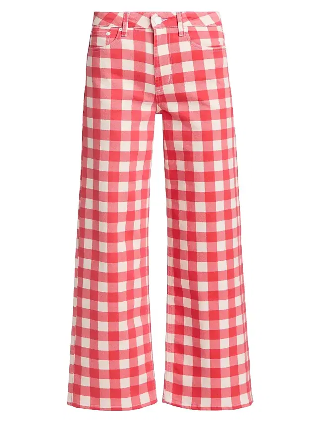 Rails Women's Getty Gingham Wide-Leg Crop Jeans - Tomato Gingham