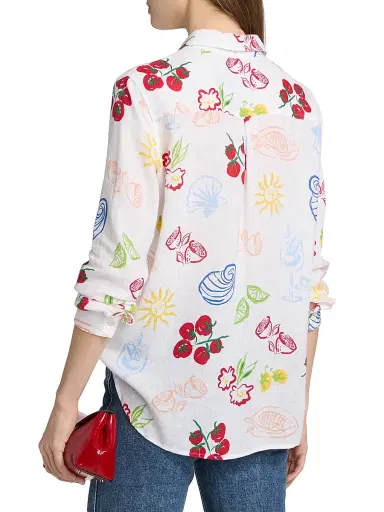 RAILS Women's Charli Printed Linen-Blend Shirt - White Antipasti | Thumbnail 5