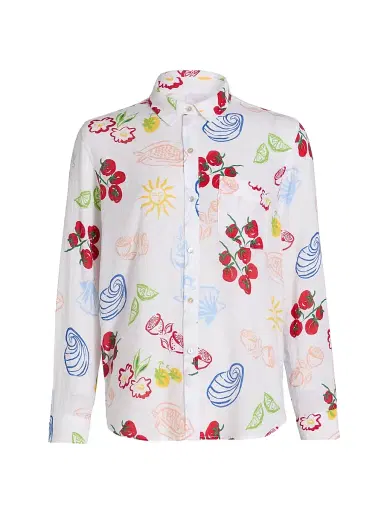 RAILS Women's Charli Printed Linen-Blend Shirt - White Antipasti | Thumbnail 1