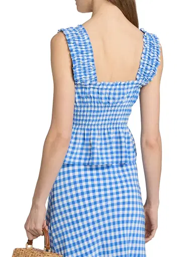 RAILS Women's Donna Peplum-Waist Sleevleless Gingham Crop Top - Azure Gingham - Size XS | Thumbnail 5