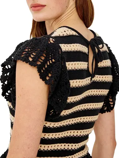 RAILS Women's Coen Stripe Flutter-Sleeve Top - Black Oat Stripe - Size XL | Thumbnail 5 RAILS Women's Coen Stripe Flutter-Sleeve Top - Black Oat Stripe - Size XL | Thumbnail 5