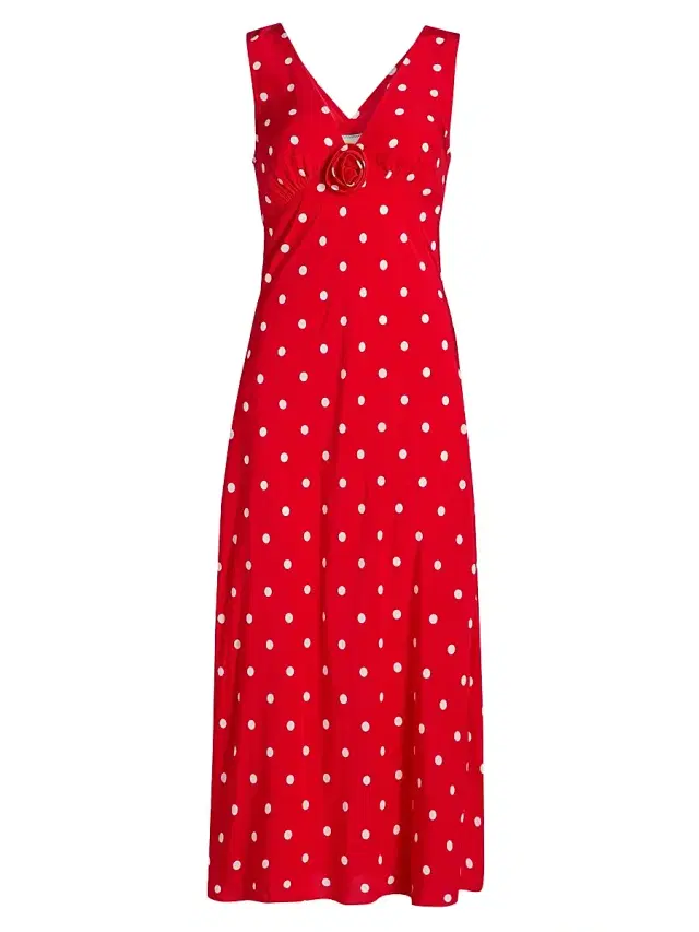 Rails Women's Terena Polka-Dot A-Line Midi-Dress - Rossa