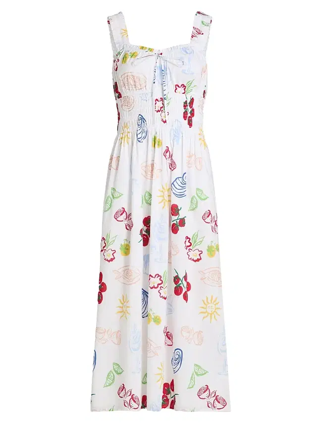 Rails Women's Capri Printed Cotton A-Line Midi-Dress - White Antipasti