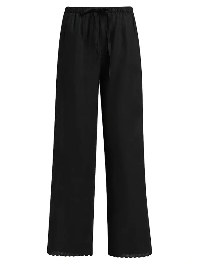 Rails Women's Mirina Embroidered Cut-Out Linen Pants - Black