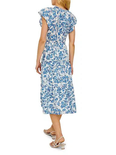 RAILS Women's Juni Leaf-Print Linen-Blend Midi-Dress - Azure Jasmine | Thumbnail 3 RAILS Women's Juni Leaf-Print Linen-Blend Midi-Dress - Azure Jasmine | Thumbnail 3