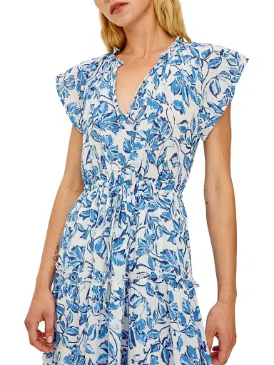 RAILS Women's Juni Leaf-Print Linen-Blend Midi-Dress - Azure Jasmine | Thumbnail 4 RAILS Women's Juni Leaf-Print Linen-Blend Midi-Dress - Azure Jasmine | Thumbnail 4