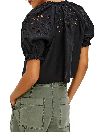RAILS Women's Lizabeth Embroidered Linen Blouse - Black - Size Large | Thumbnail 4 RAILS Women's Lizabeth Embroidered Linen Blouse - Black - Size Large | Thumbnail 4