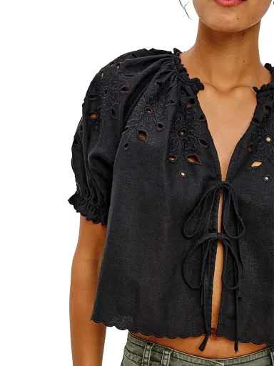 RAILS Women's Lizabeth Embroidered Linen Blouse - Black - Size Large | Thumbnail 6 RAILS Women's Lizabeth Embroidered Linen Blouse - Black - Size Large | Thumbnail 6