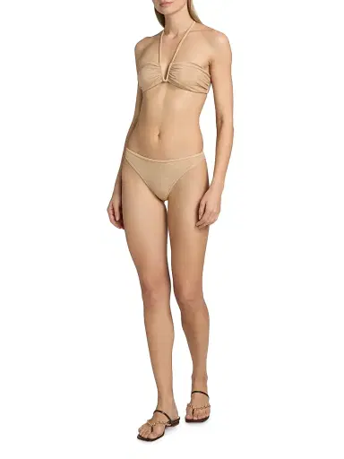 Ramy Brook Women's Isla Metallic Bikini Bottom - Gold - Size XL | Thumbnail 2