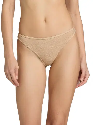 Ramy Brook Women's Isla Metallic Bikini Bottom - Gold - Size XL | Thumbnail 3