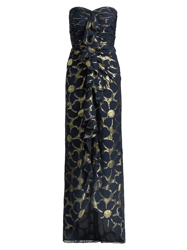 Women's Daisy Goldie Floral Strapless Gown - Navy Jacquard