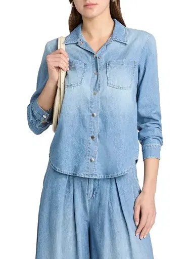 L'AGENCE Women's Isla Denim Button-Front Shirt - Havana | Thumbnail 3 L'AGENCE Women's Isla Denim Button-Front Shirt - Havana | Thumbnail 3