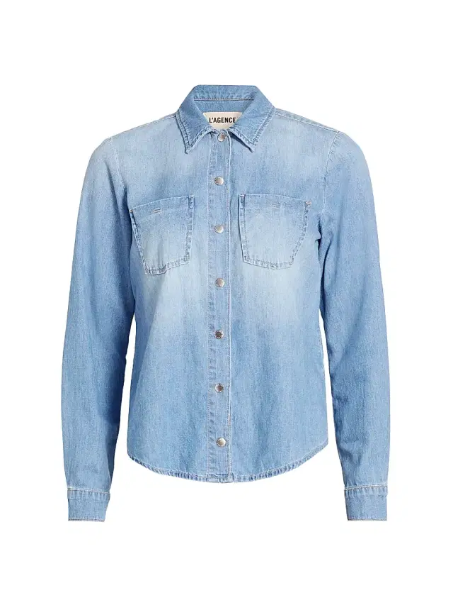 L'AGENCE Women's Isla Denim Button-Front Shirt - Havana