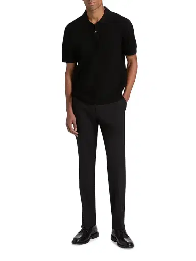 Theory Men's Cable-Knit Polo Shirt - Black - Size XL | Thumbnail 2 Theory Men's Cable-Knit Polo Shirt - Black - Size XL | Thumbnail 2